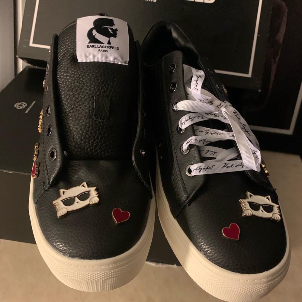 NWOT Karl Lagerfield Paris sneakers comes with the box  for this iconic designer